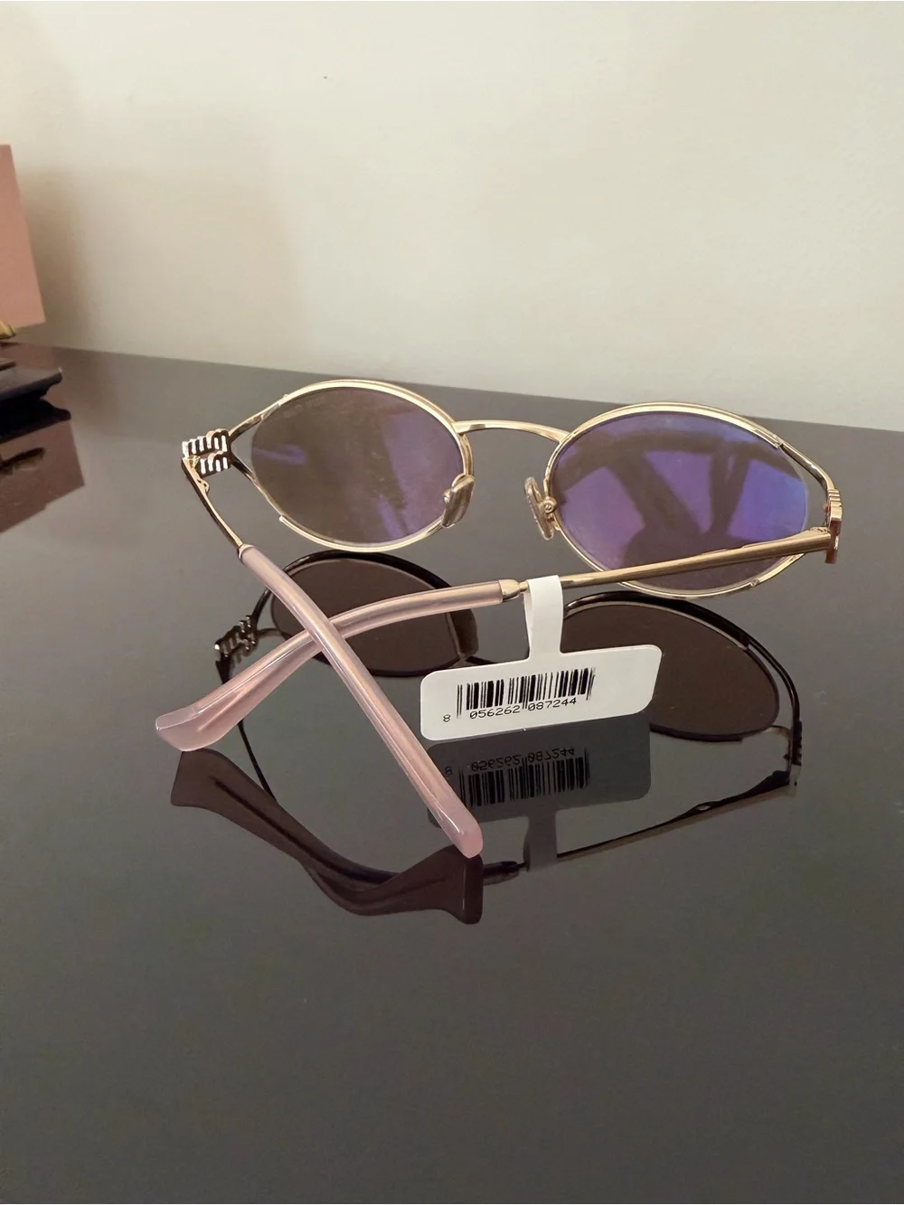 Miu Miu Round Metal Sunglasses with Gold Frame